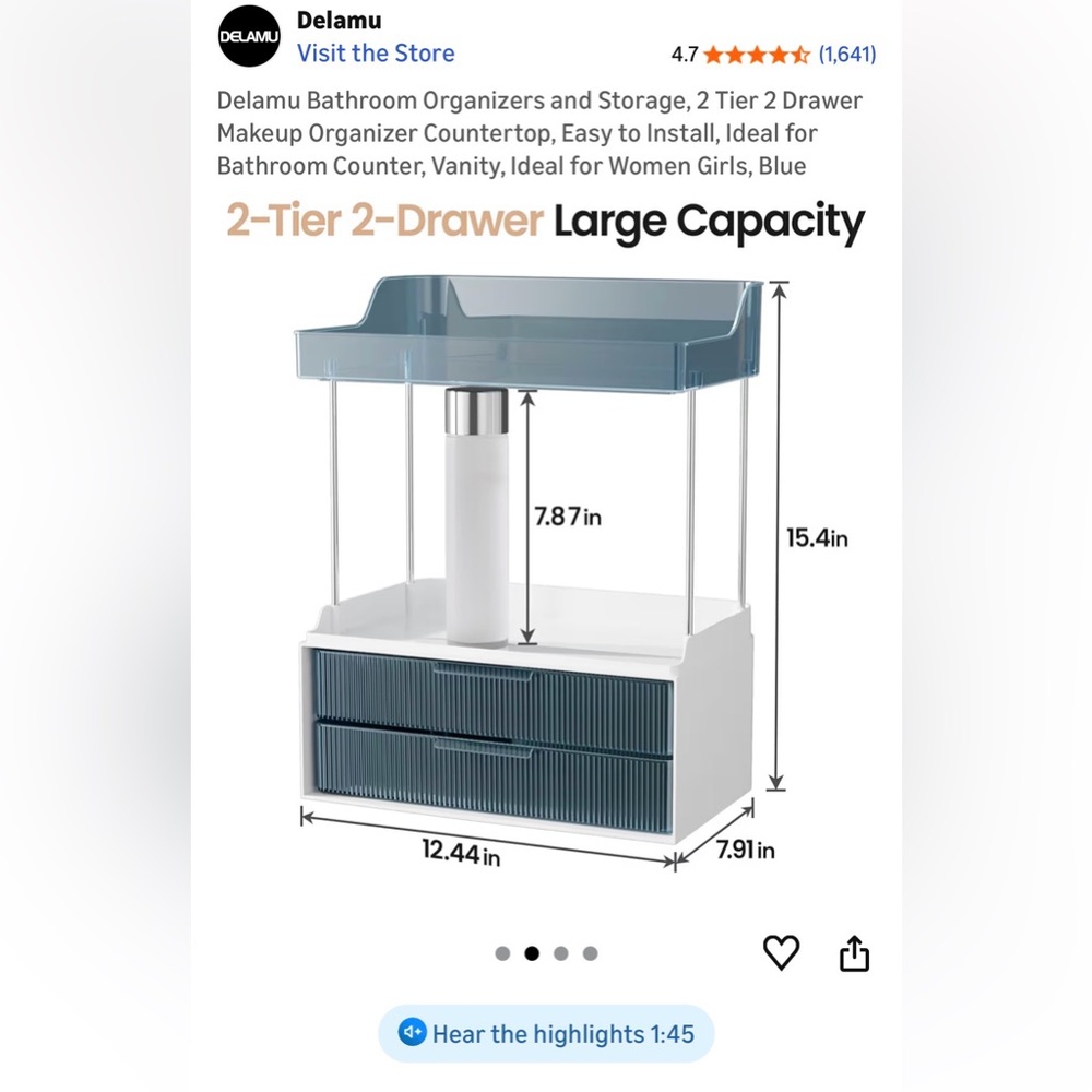 Delamu 2-Tier Bathroom Organizer